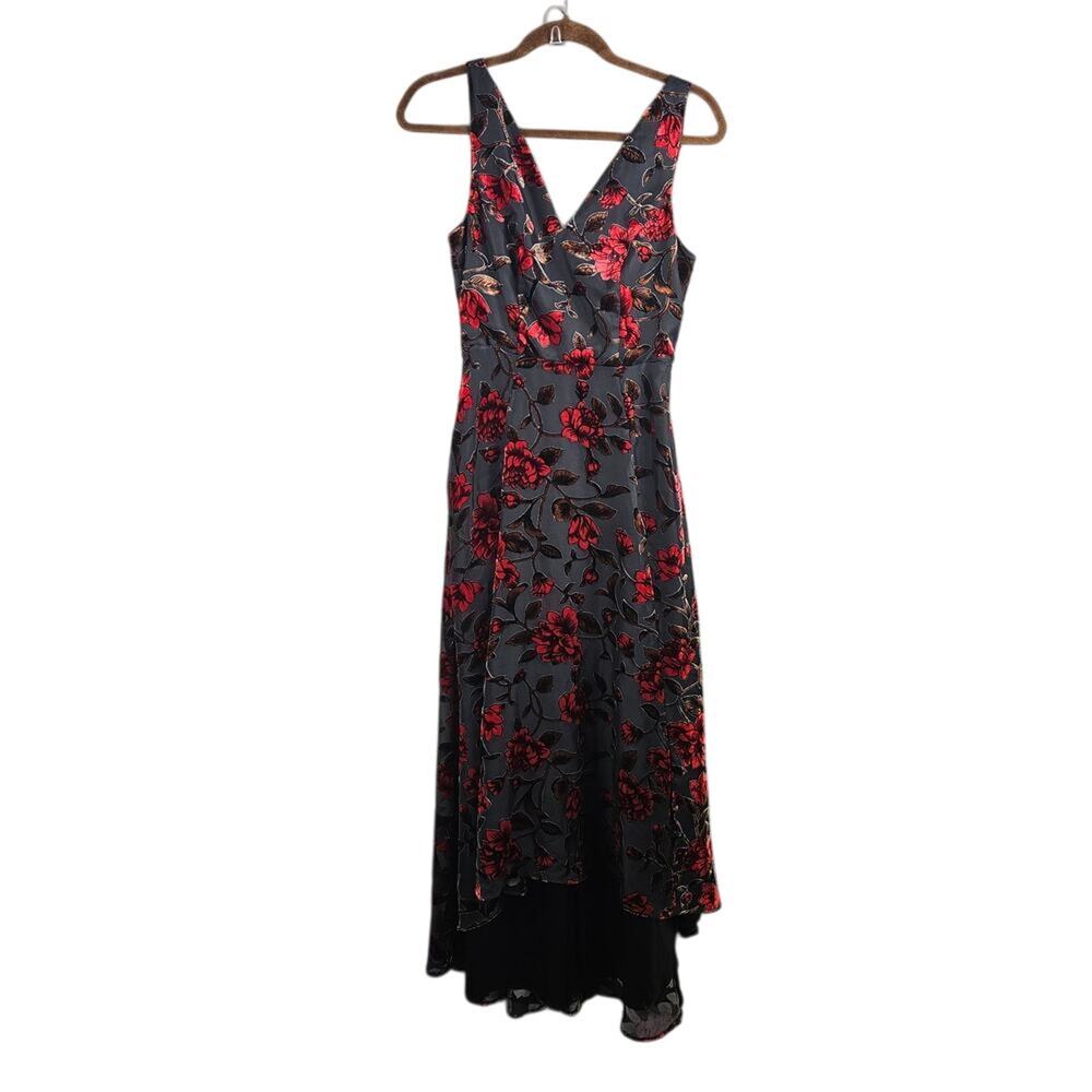 Whimsygoth Crushed Burnt Velvet Dark Floral Long Maxi Dress Size XS Valloween